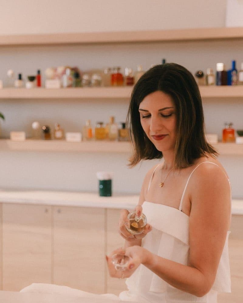 Shaya exploring a fragrance at The Drydown boutique