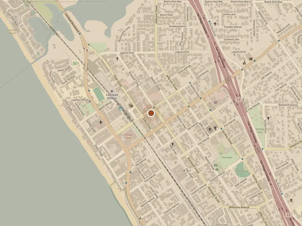 Map showing The Drydown at 565 Grand Ave, Carlsbad, CA 92008